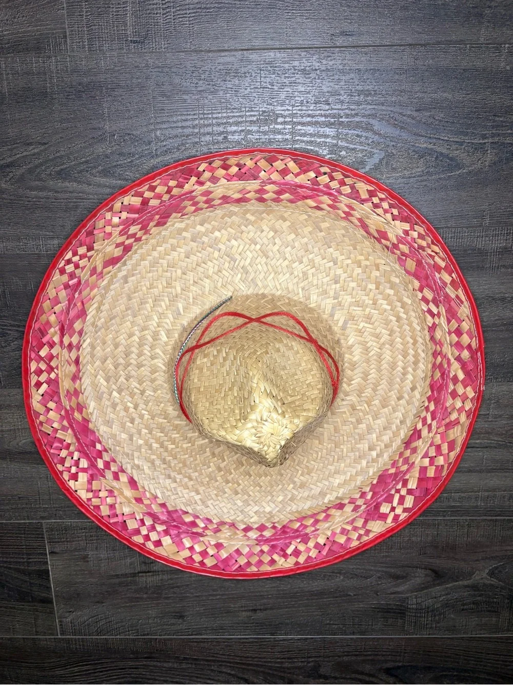 Straw Sombrero with Red Trim - Women Accessories